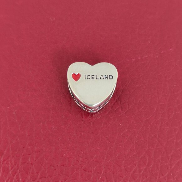 Pandora Iceland Flag Heart Charm Bead S925 Silver with box - Picture 2 of 6